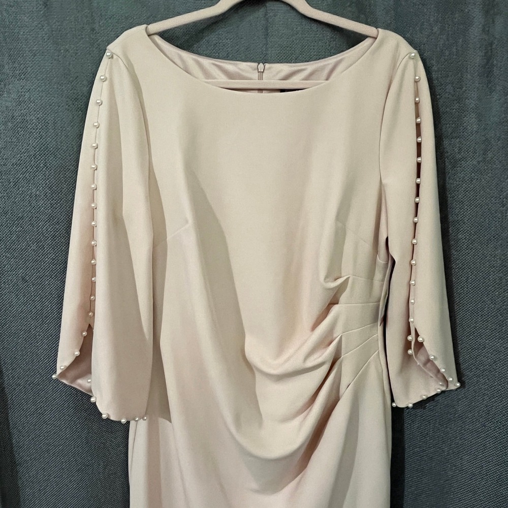 Jessica Howard Blush Pink Pearl-Trim Midi Sheath Dress - Picture 9 of 13